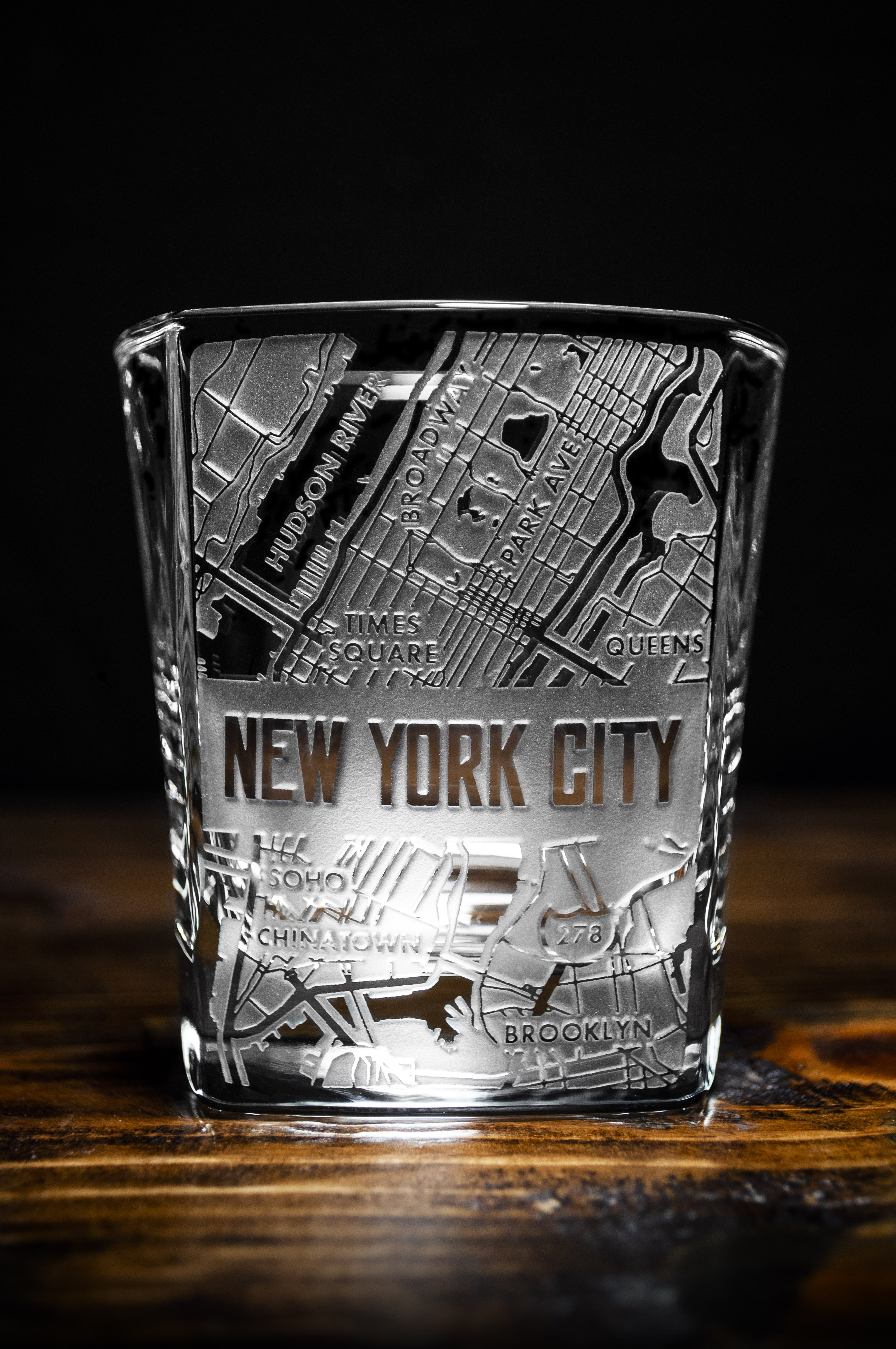 New York City Map Square Rocks Glass