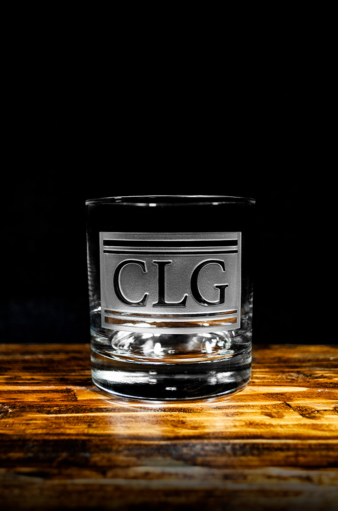 Round Rock Glass : Three Letter Monogram Reverse Etch