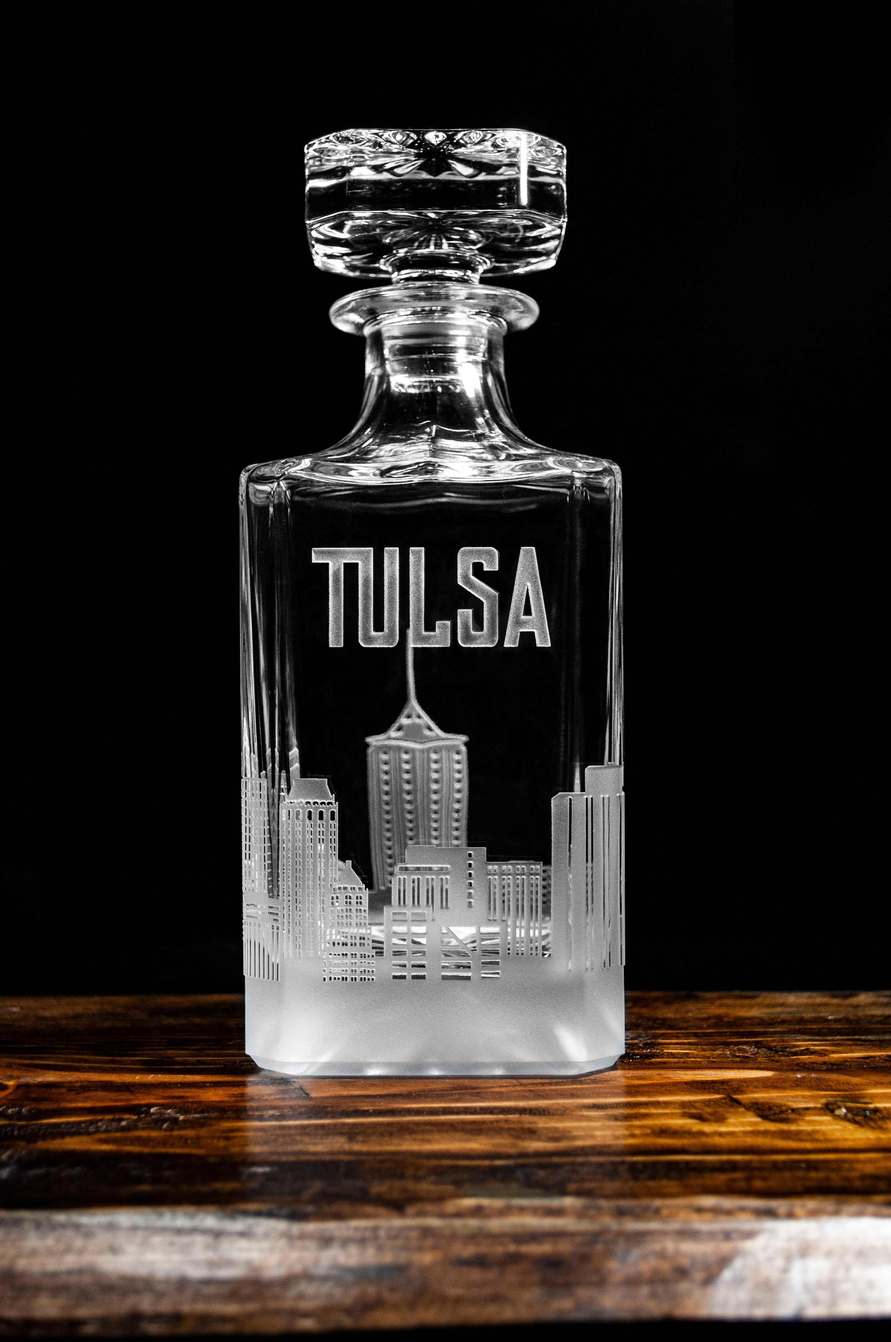 Square Whiskey Decanter : Tulsa Skyline Wrap